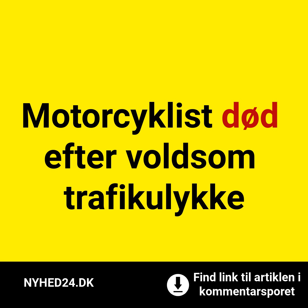 Motorcyklist død efter voldsom trafikulykke