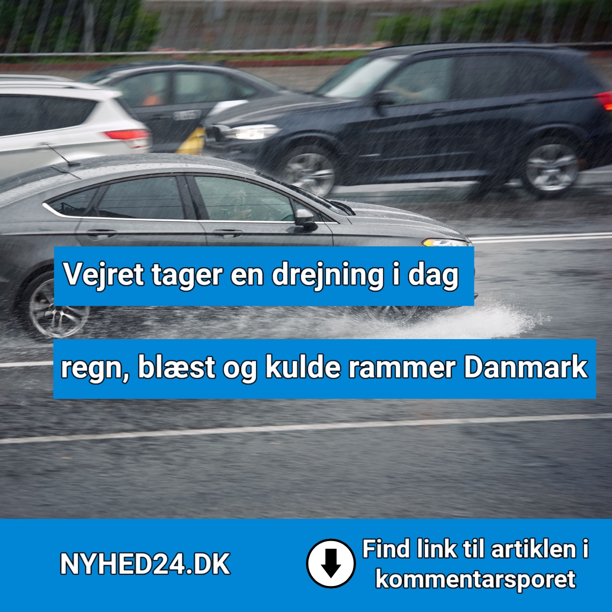 Regn og kraftig vind over hele landet – sådan bliver din onsdag