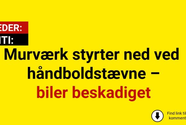 Murværk styrter ned ved håndboldstævne – biler beskadiget