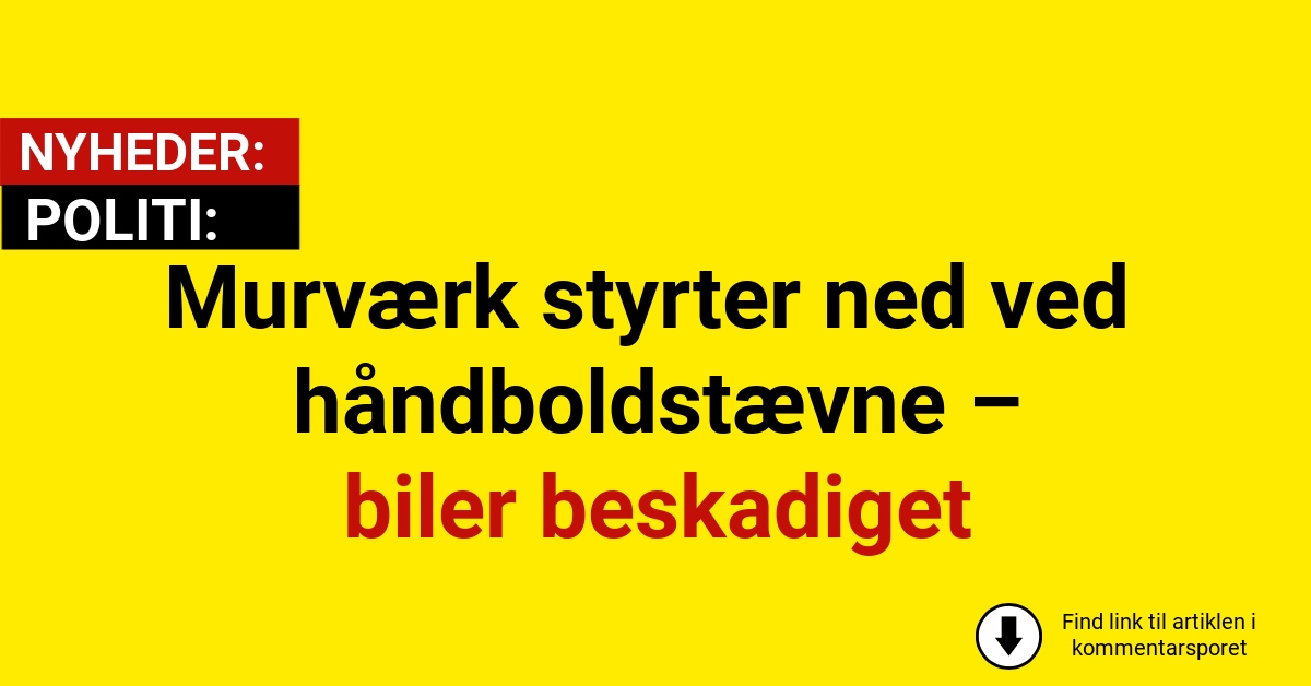 Murværk styrter ned ved håndboldstævne – biler beskadiget