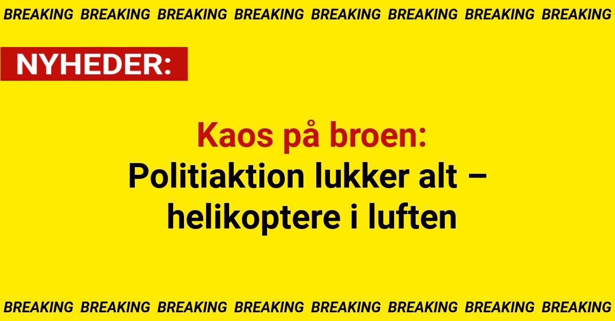 Kaos på broen: Politiaktion lukker alt – helikoptere i luften