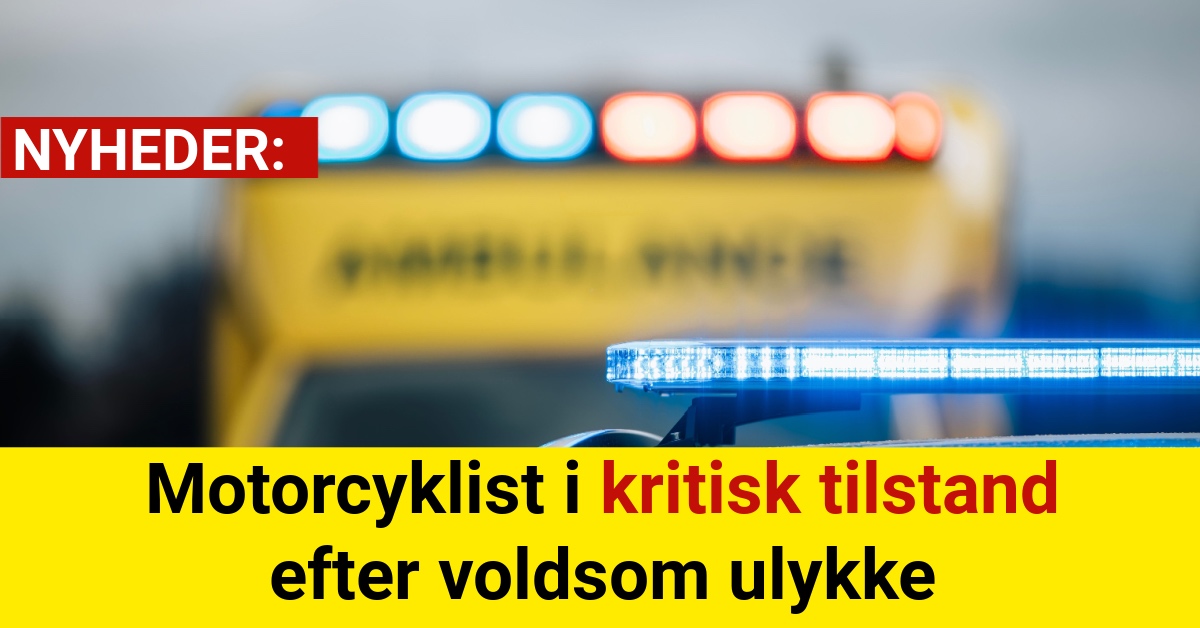 Motorcyklist i kritisk tilstand efter voldsom ulykke