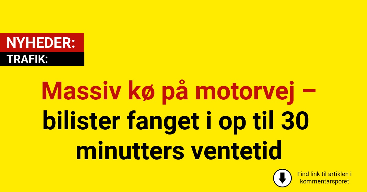 Massiv kø på motorvej – bilister fanget i op til 30 minutters ventetid