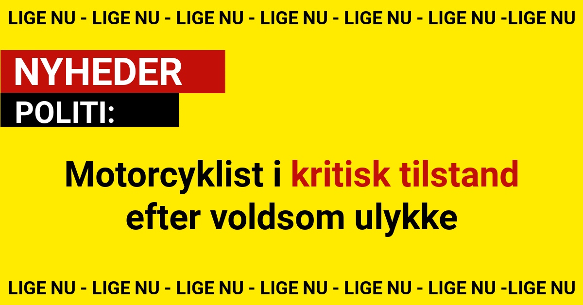 Motorcyklist i kritisk tilstand efter voldsom ulykke