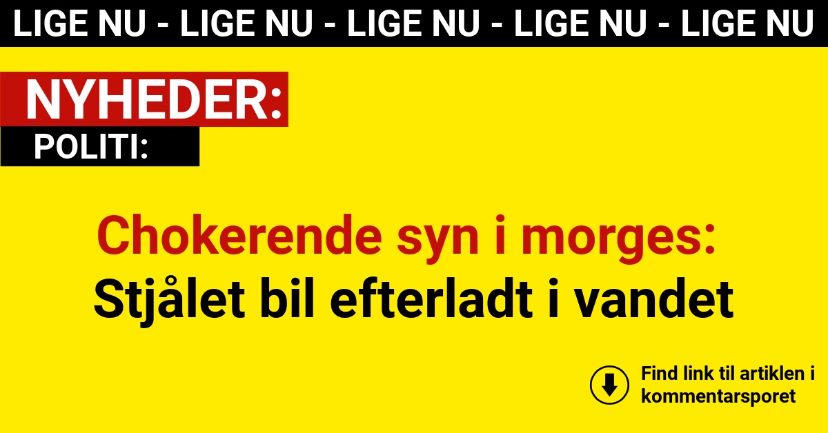 Chokerende syn i morges: Stjålet bil efterladt i vandet