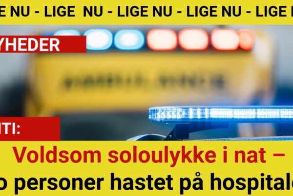Voldsom soloulykke i nat – to personer hastet på hospitalet