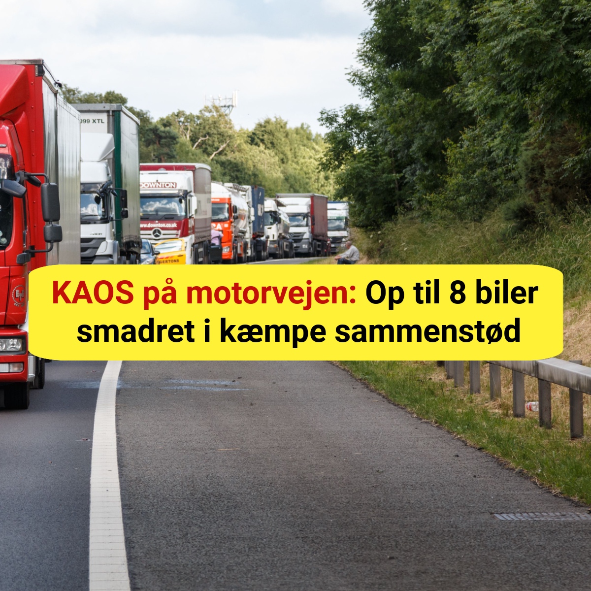 KAOS på motorvejen: Op til 8 biler smadret i kæmpe sammenstød