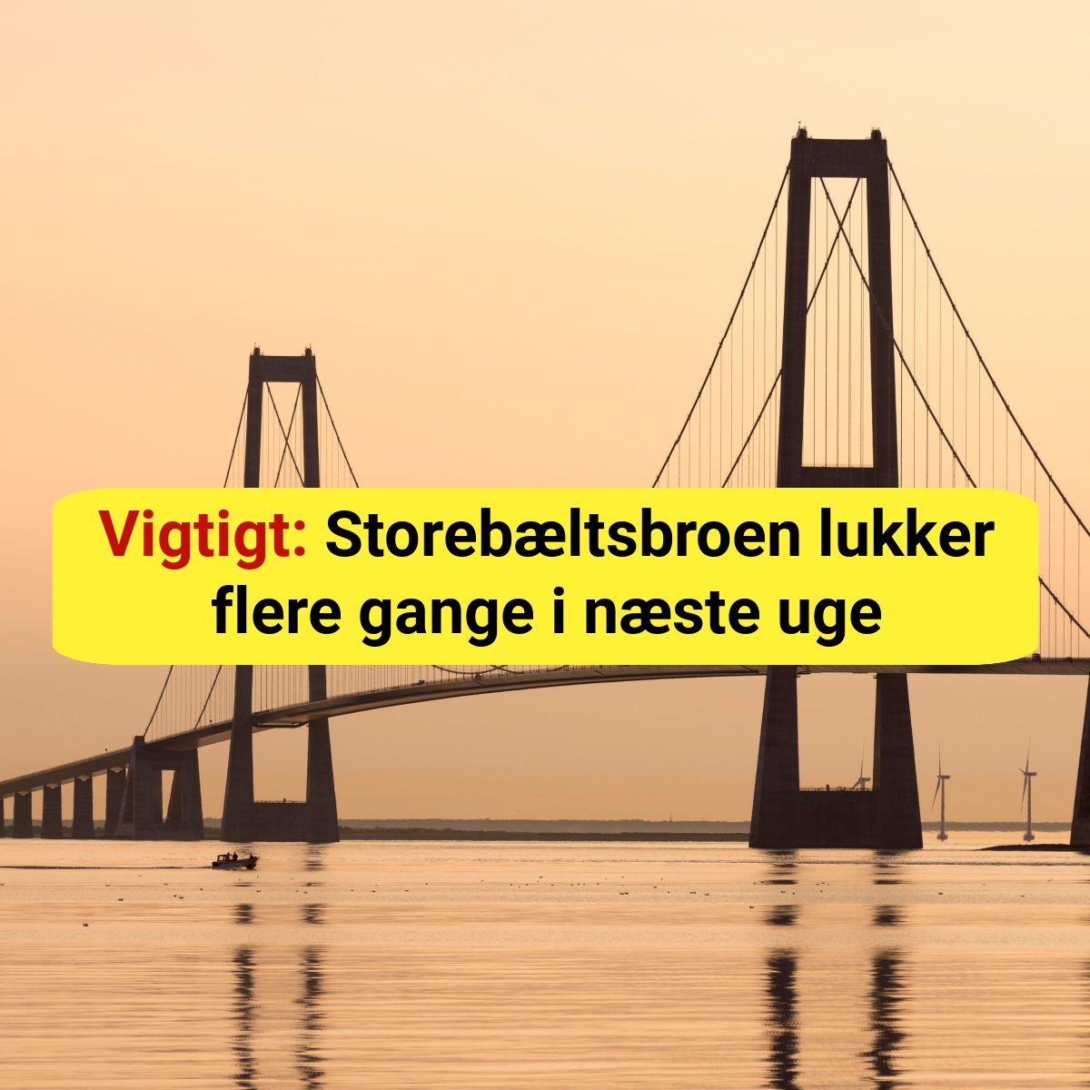 Vigtigt: Storebæltsbroen lukker flere gange i næste uge