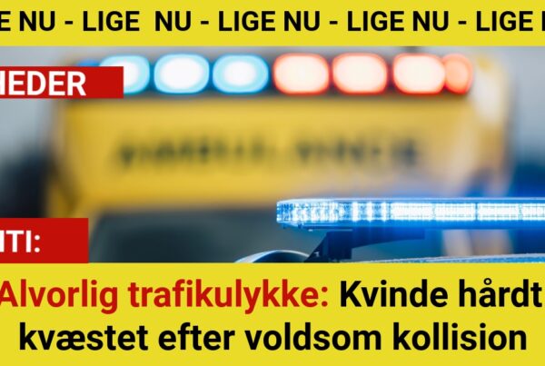 Alvorlig trafikulykke: Kvinde hårdt kvæstet efter voldsom kollision