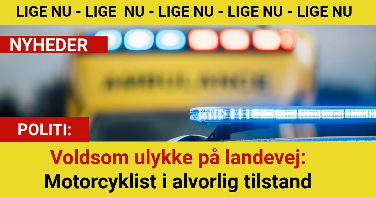 Voldsom ulykke på landevej: Motorcyklist i alvorlig tilstand