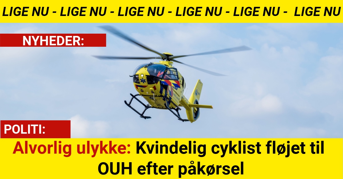 Alvorlig ulykke: Kvindelig cyklist fløjet til OUH efter påkørsel