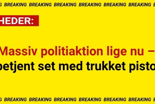 Massiv politiaktion lige nu – betjent set med trukket pistol
