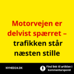Motorvejen er delvist spærret – trafikken står næsten stille