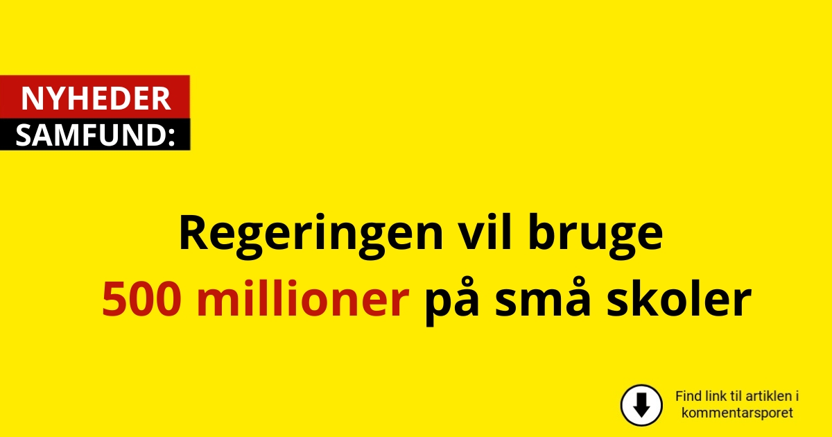 Regeringen vil bruge 500 millioner på små skoler