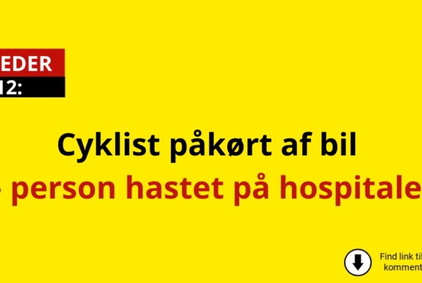 Cyklist påkørt af bil – person hastet på hospitalet