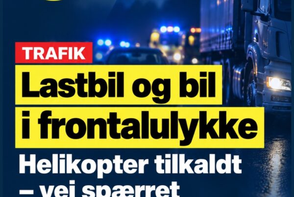 Lastbil og bil i frontalulykke: Vej spærret