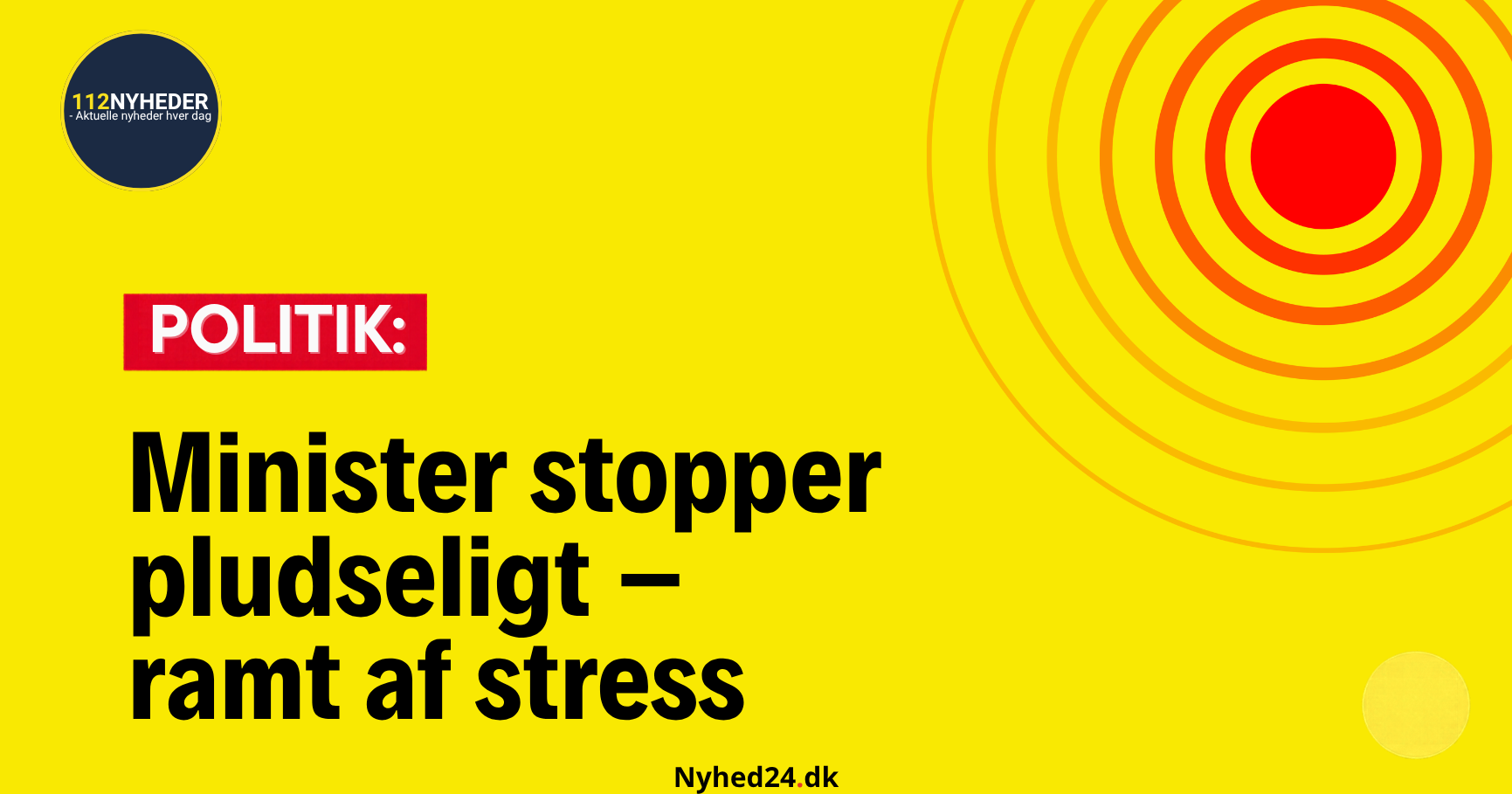 Minister stopper pludseligt – ramt af stress