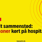 Frontalt sammenstød: To personer kørt på hospitalet