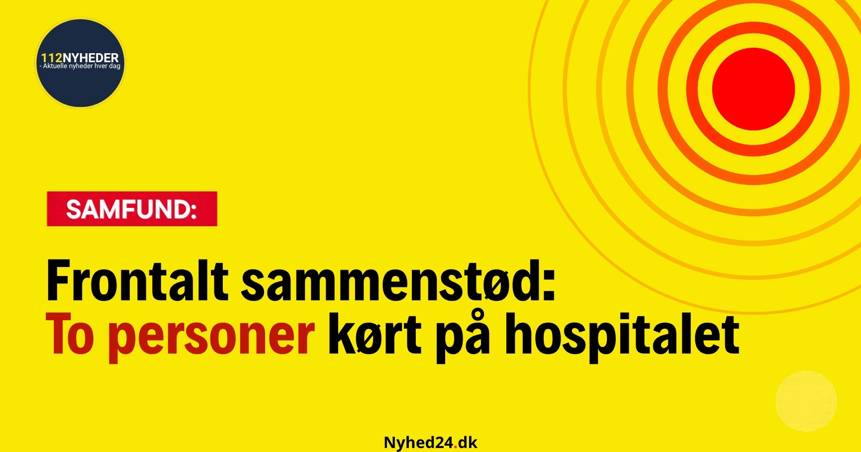 Frontalt sammenstød: To personer kørt på hospitalet