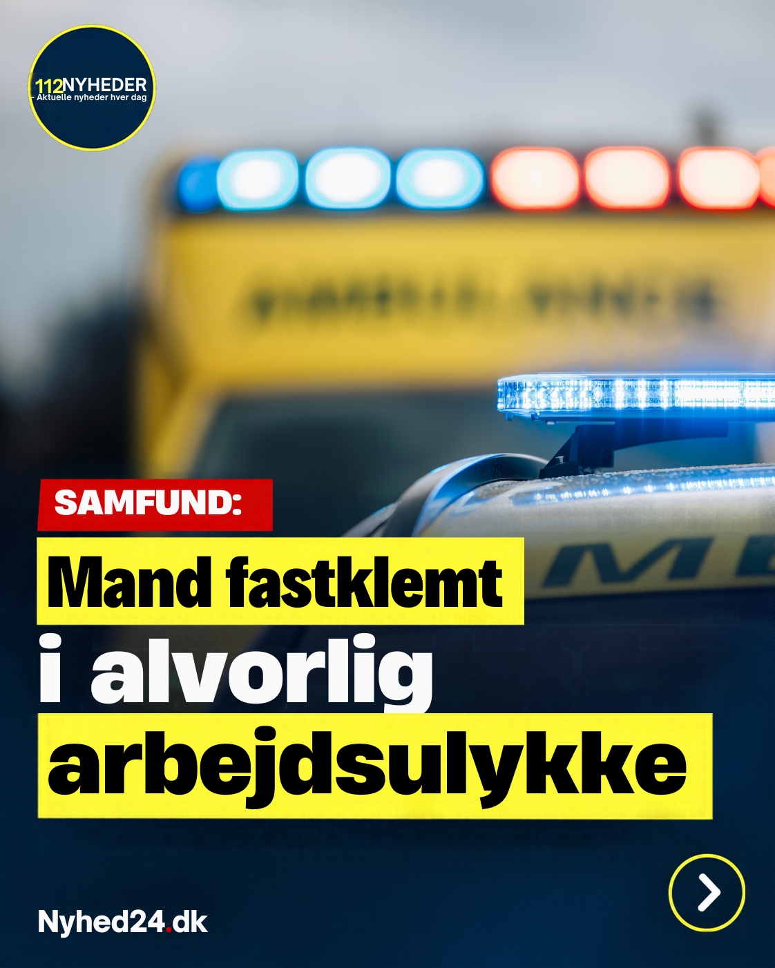 Mand fastklemt i alvorlig arbejdsulykke