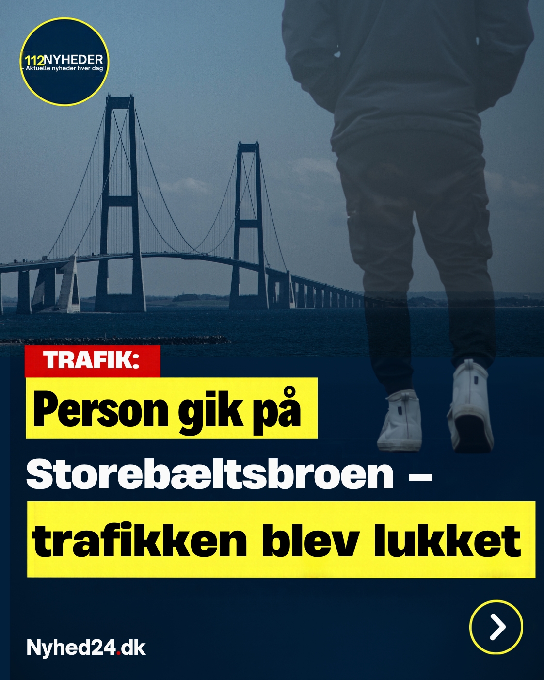 Person gik på Storebæltsbroen – trafikken blev lukket