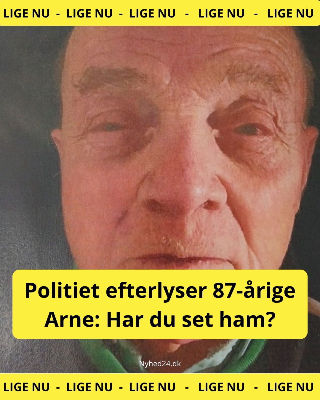 Politiet efterlyser 87-årige Arne: Har du set ham?