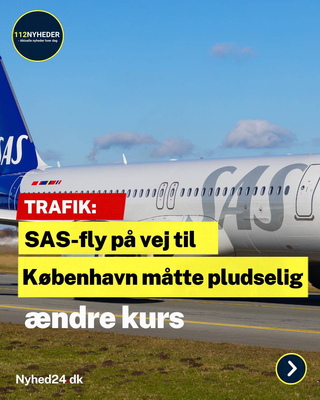 SAS-fly på vej til København måtte pludselig ændre kurs